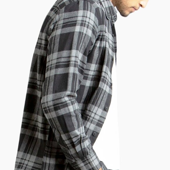 PD&C Mens Black Grey Plaid Long Sleeve Shirt - Size Large - Picture 1 of 6
